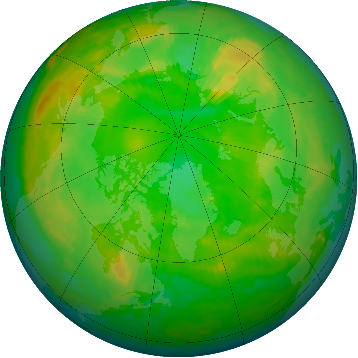 Arctic ozone map for 19 June 1997